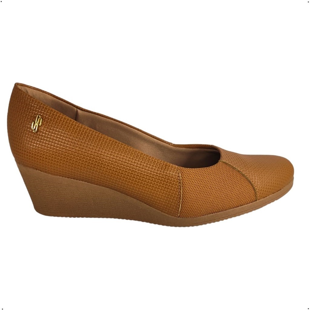 Scarpin Anabela Usaflex ortopédico Joanete couro AA3813