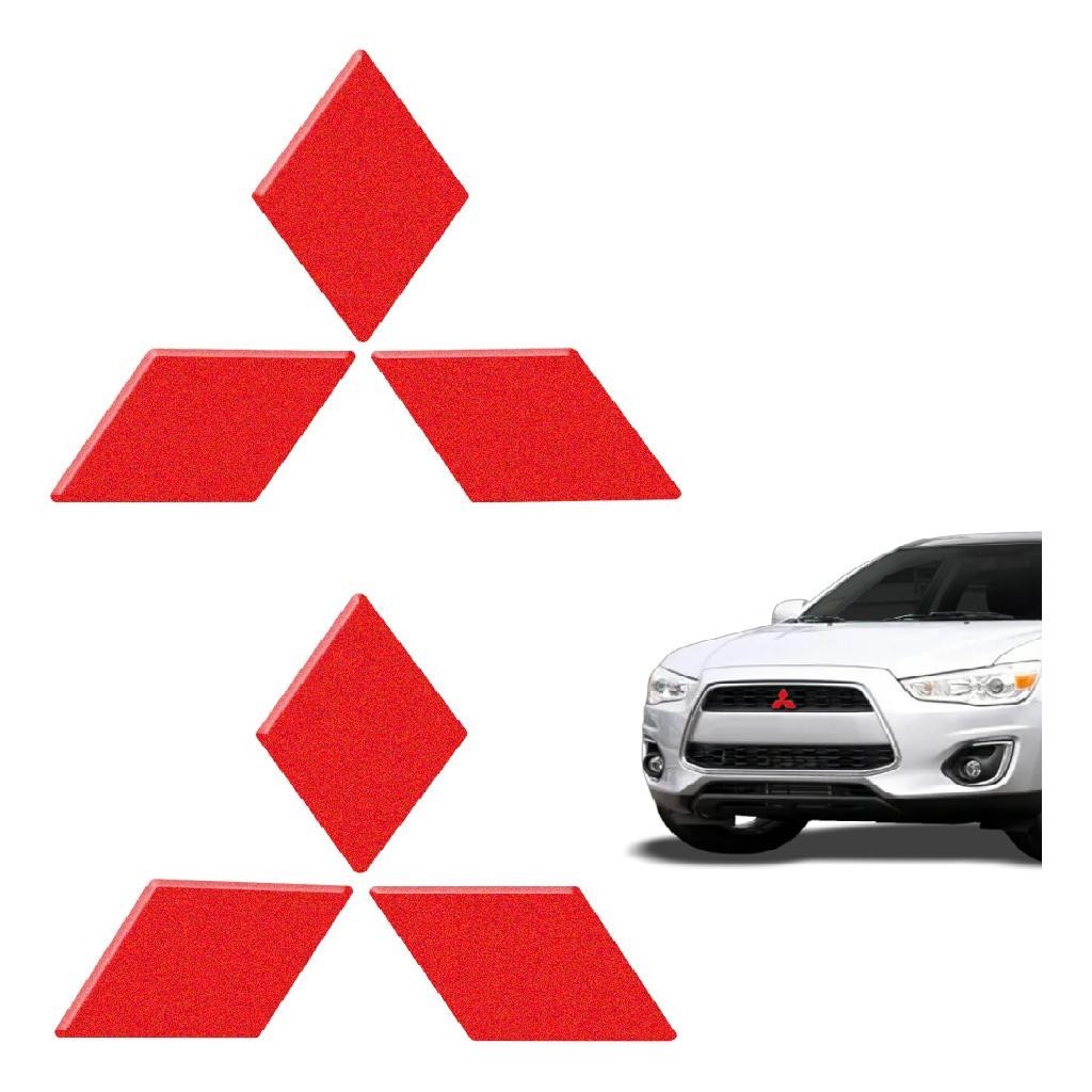 Par Adesivos Mitsubishi Asx 2012 Emblema Vermelho Genérico