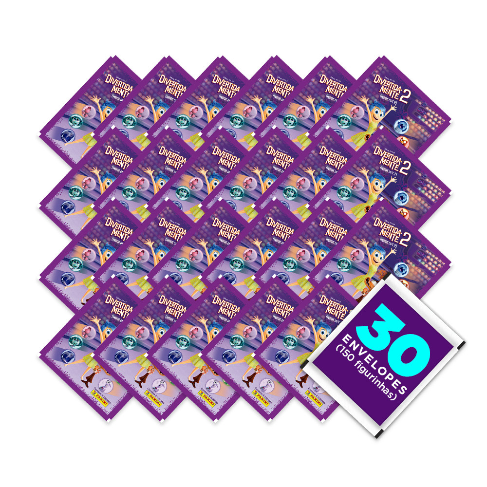 Divertida Mente 2: 30 envelopes (150 Figurinhas) - Divertidamente Disney Pixar - Oficial Panini