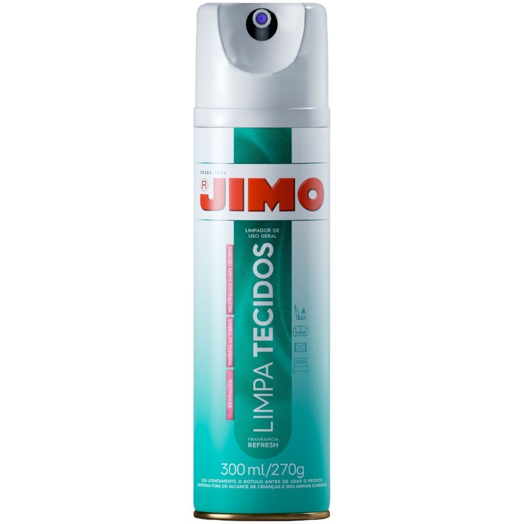 Jimo Limpa Tecidos Aerossol 300ml Para Sofás, Tapetes, Carpetes, Almofadas, Cortinas, Colchões
