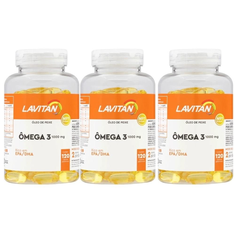 Kit Lavitan Ômega 3 1000mg C/ 3Un De 120 Cápsulas Moles Cada