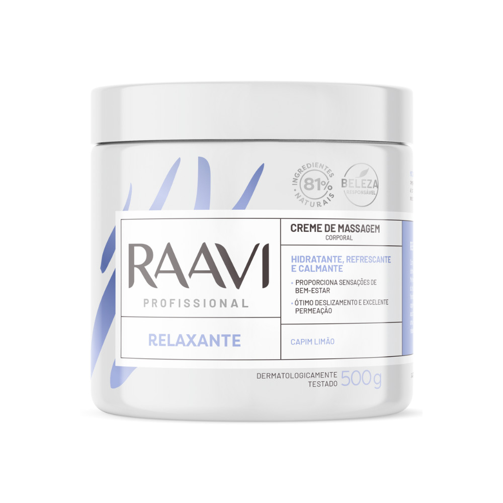 Creme Massagem Relaxante Corporal Capim Limão Raavi 500g em Oferta na Shopee
