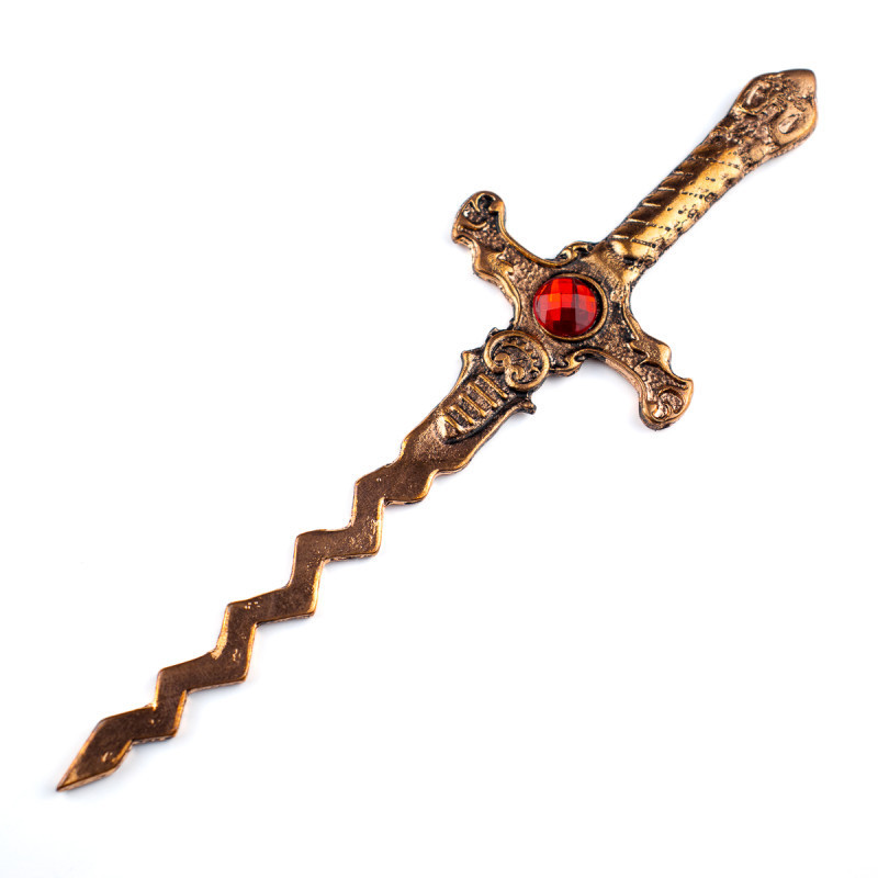 Athame Iansa Metal Cobre Velho 16,5 cm Pedra Vermelhas