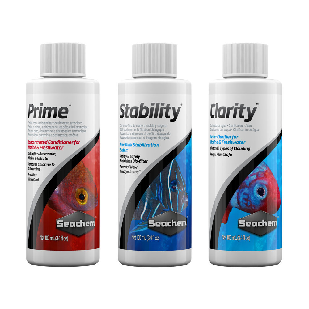 Kit Seachem Prime Stability Clarity 100ml Aquário Água Limpa