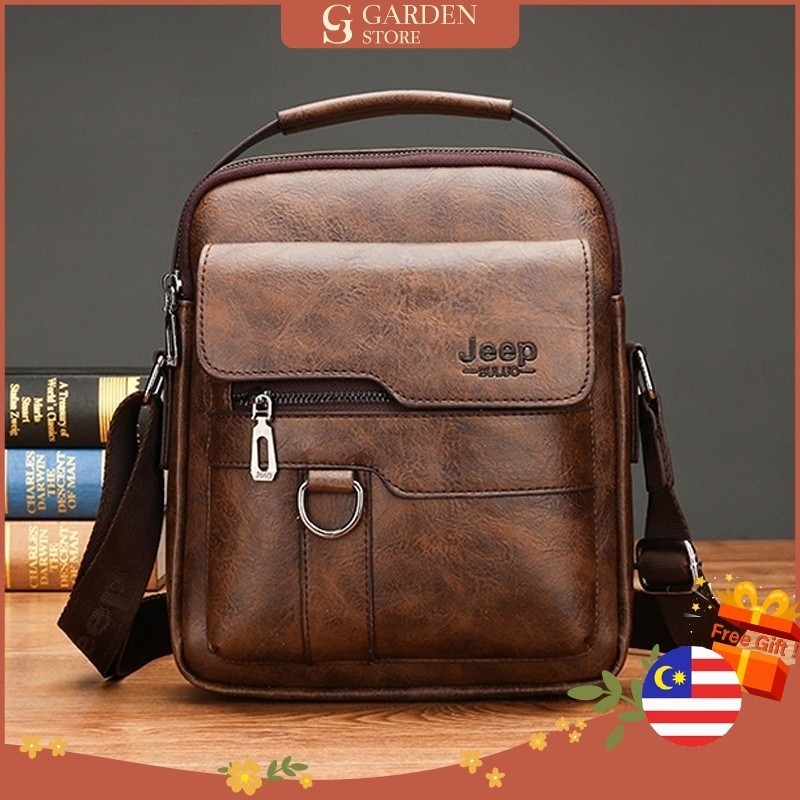 GS Homens Jeep Elegante Vintage Premium PU Couro Grande Capacidade Anti-Roubo Bolsa Sling Ombro Bolsa Crossbody Bag - M1