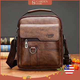 GS Homens Jeep Elegante Vintage Premium PU Couro Grande Capacidade Anti-Roubo Bolsa Sling Ombro Bolsa Crossbody Bag - M1