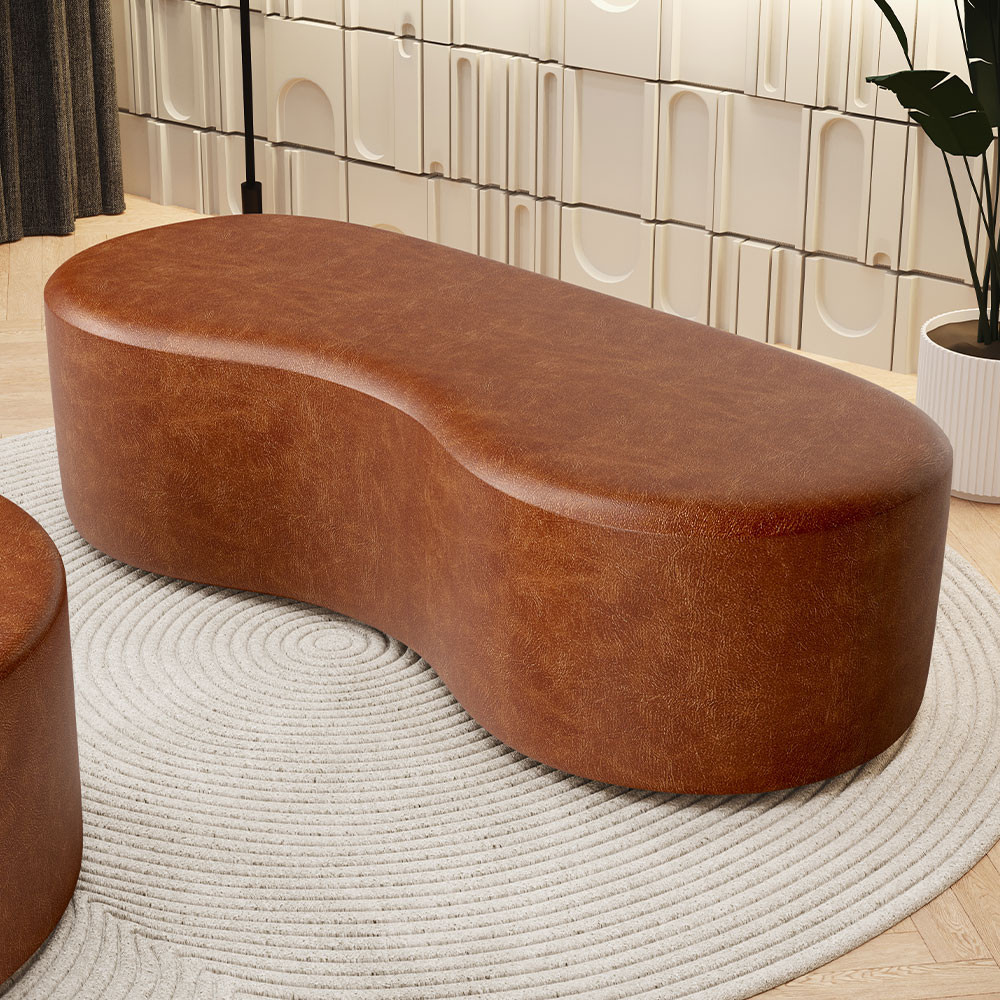 Puff Decorativo Orgânico para Living Quarto 140cm Orbit W01 Couríssimo Camel - Lyam Decor em Oferta na Shopee