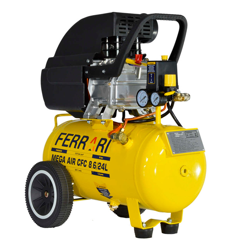 Compressor De Ar Mega Air Cfc 8,6 Pés 24l 2HP Cv Monofásico 220V Profissional Original - FERRARI em Oferta na Shopee