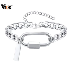 Pulseira Mosquetão Vnox Para Homens , Corrente Cubana De Aço Inoxidável , Presente De Joias Da Moda