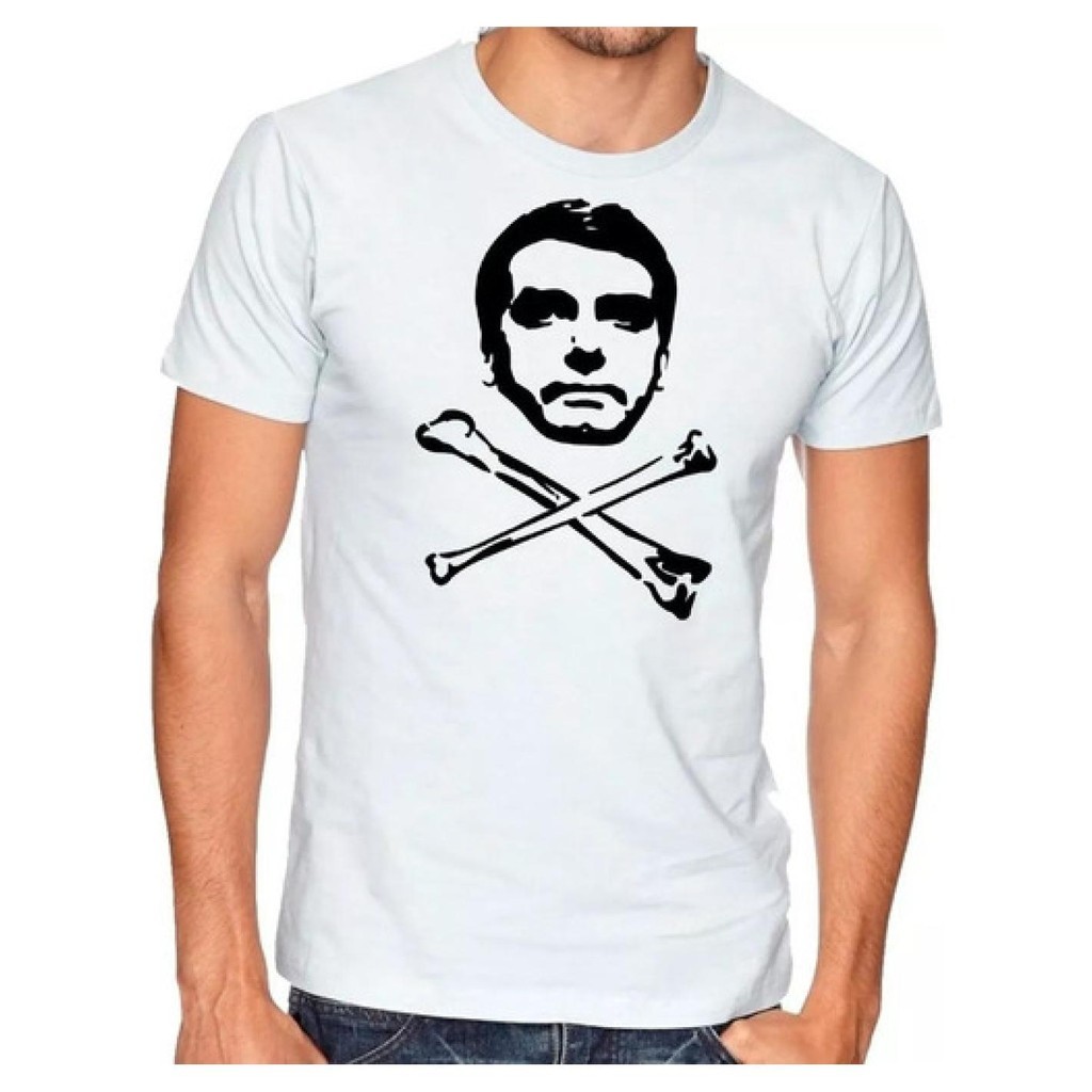 Camisa Camiseta Bolsonaro Caveira Black Skull Direita Branca