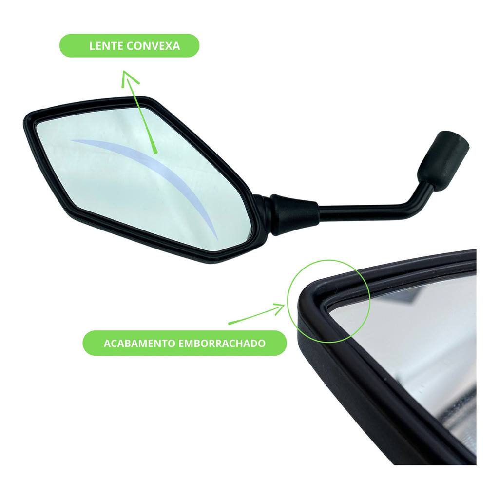 Par Retrovisor Versys 650 Kawasaki Rosca Yamaha Convexo — imagem 2 de 2