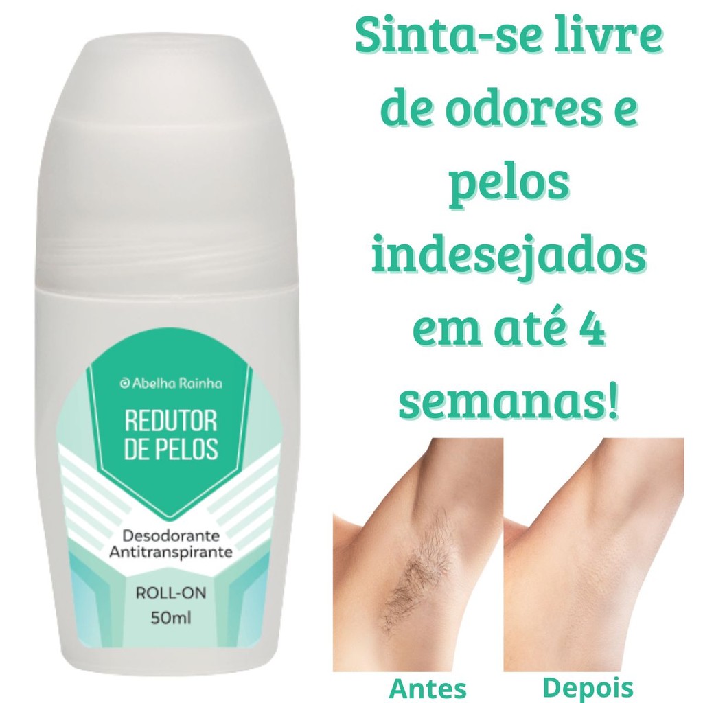 Desodorante Roll-On Redutor de Pelos  Antitranspirante Livre De Pelos 50 ml Abelha Rainha