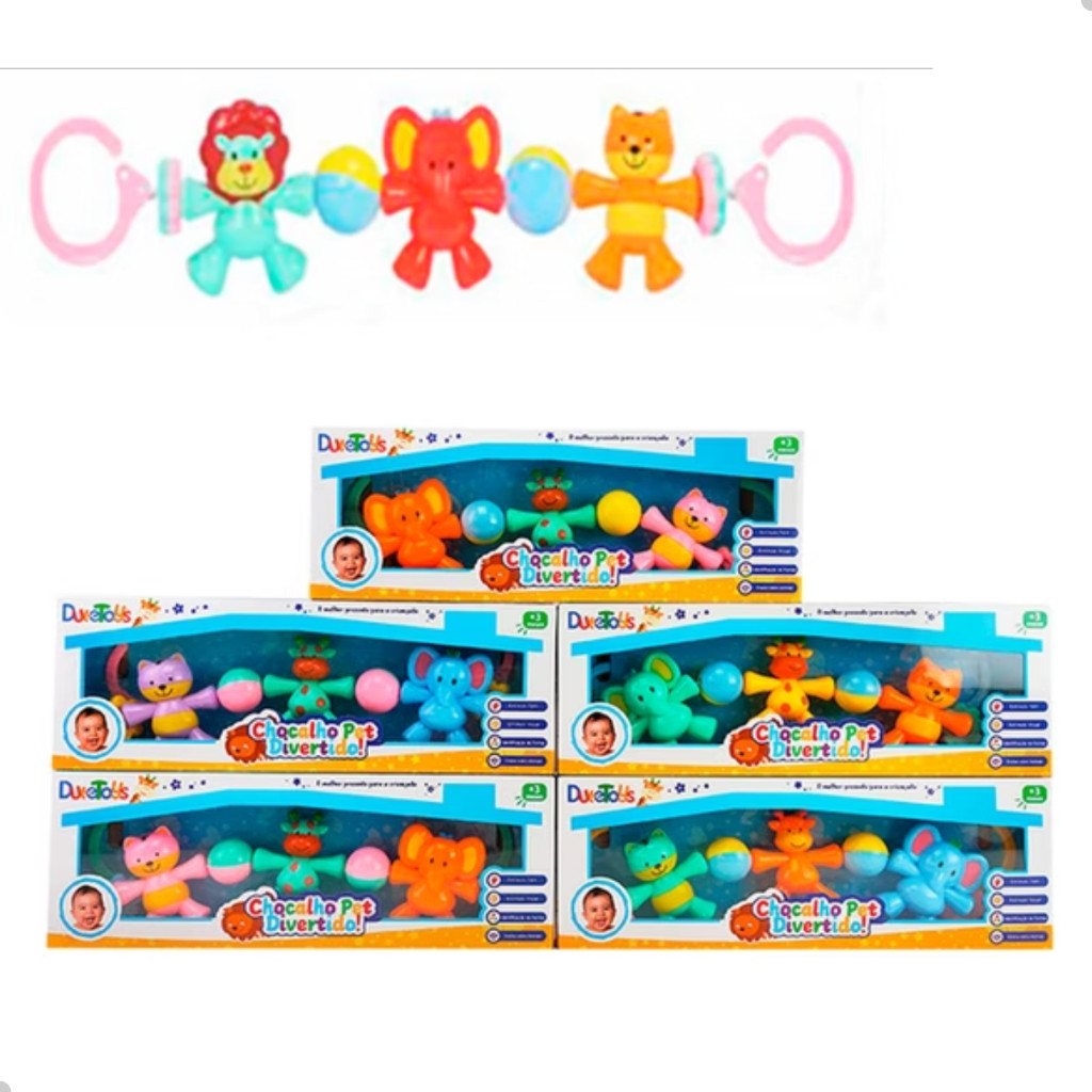 Bebe Chocalhos para Bebê Diversos Modelos Animais Kit Colorido