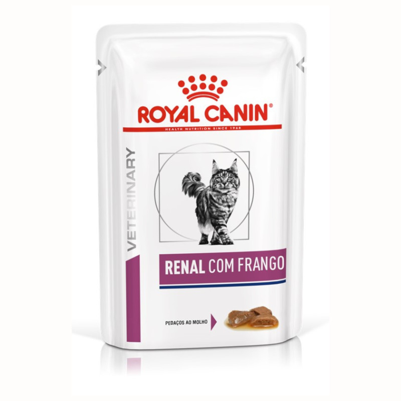 Ração Úmida Sachê Royal Canin Dieta Veterinária Renal para Gatos Sabor Frango 85gr em Oferta na Shopee
