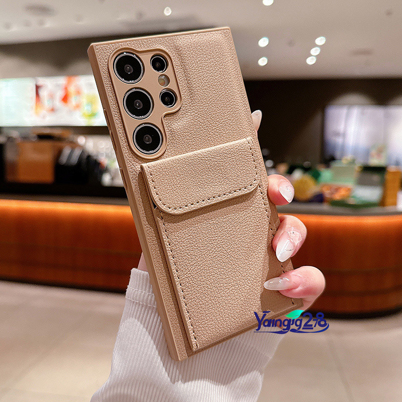 Luxo À Prova De Choque Couro Silicone Carteira Titular Do Cartão Caso Telefone Para Samsung S24 Ultra S23 S22 S21 Capa P em Oferta na Shopee