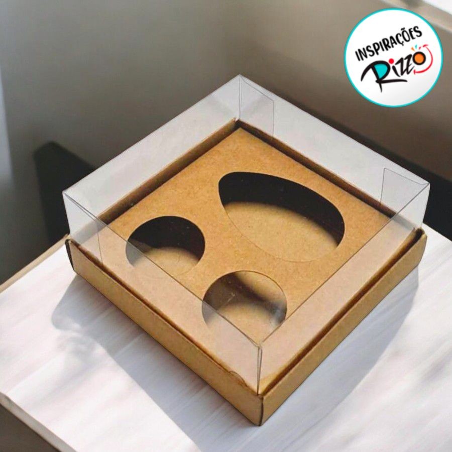 Caixa Ovo com 2 Brigadeiros - Meio Ovo de 50g -10,4x10,4x4,6cm - Kraft - 5 unidades - Assk - Rizzo