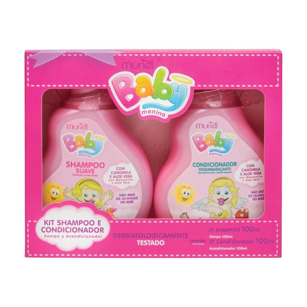 Kit Baby Menina Shampoo e Condicionador Camomila e Aloe Vera 100ml - Muriel
