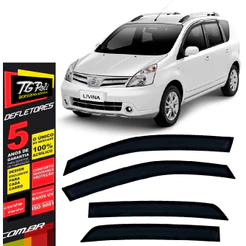 Calha de Chuva Nissan Livina Grand 2009 a 2015 4 portas TG Poli Defletor Protetor Janelas Fumê
