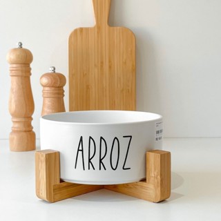 Bowl de Cerâmica para Arroz com base de bambu