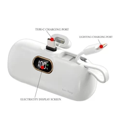 Mini Power Bank Cápsula Criativa Peining 5000mAh Portátil Compatível com iPhone Android Carregador de Bolso Recarregável