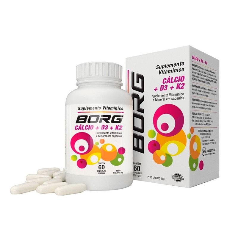 Suplemento Vitamínico Borg Cálcio + D3 + K2 60 Cápsulas Softgel - Health