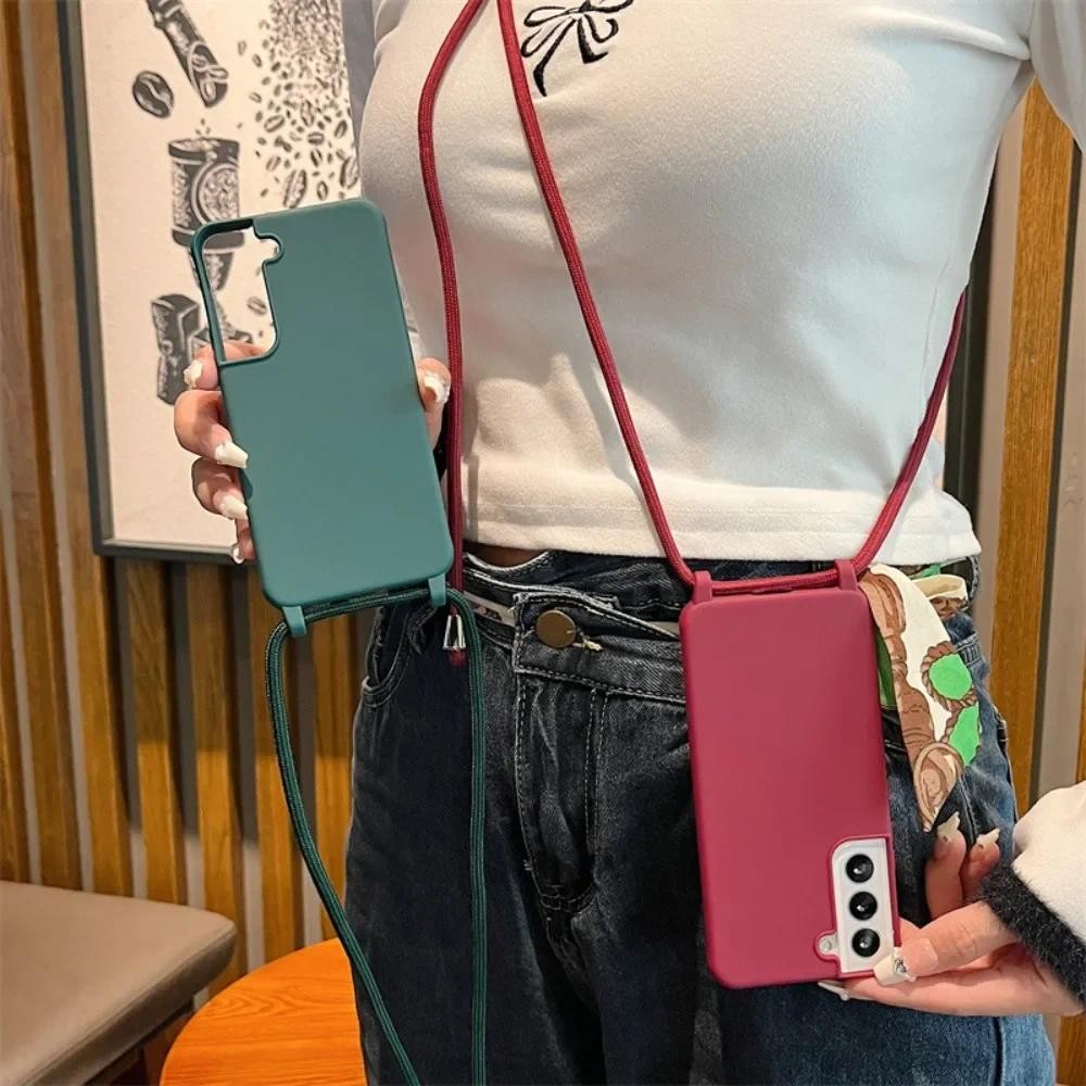 Crossbody Cordão Macio Caso De Telefone Samsung Galaxy S25 Ultra S22 S21 Plus S24 S23 FE Nota 20 Longo Corda Capa em Oferta na Shopee