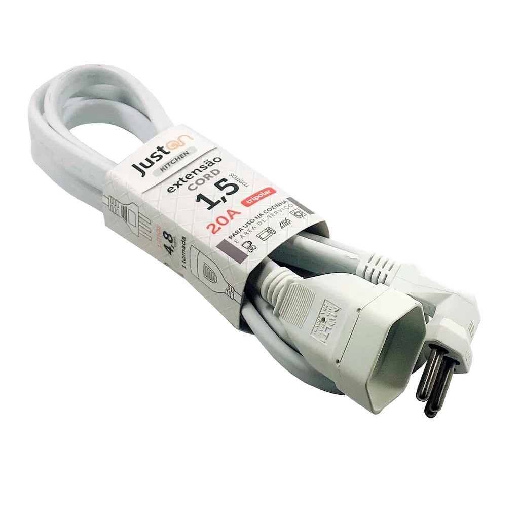 Extensão 1,5 metros Blindada 20A Para Microondas Fritadeiras Aquecedores Tripolar em Oferta na Shopee