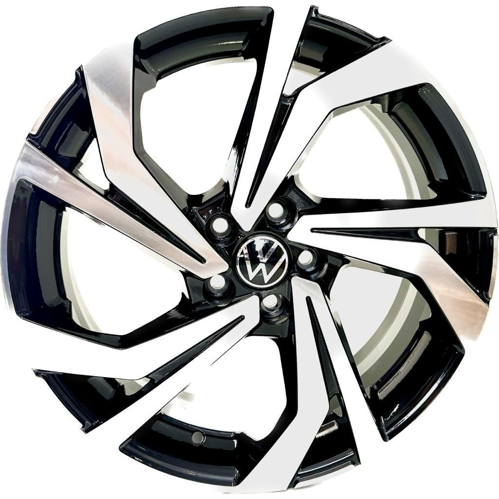 Kit 4 Rodas Aro 15 5x100 VW Polo Fox Bora Preta Diamantada Scorro S277