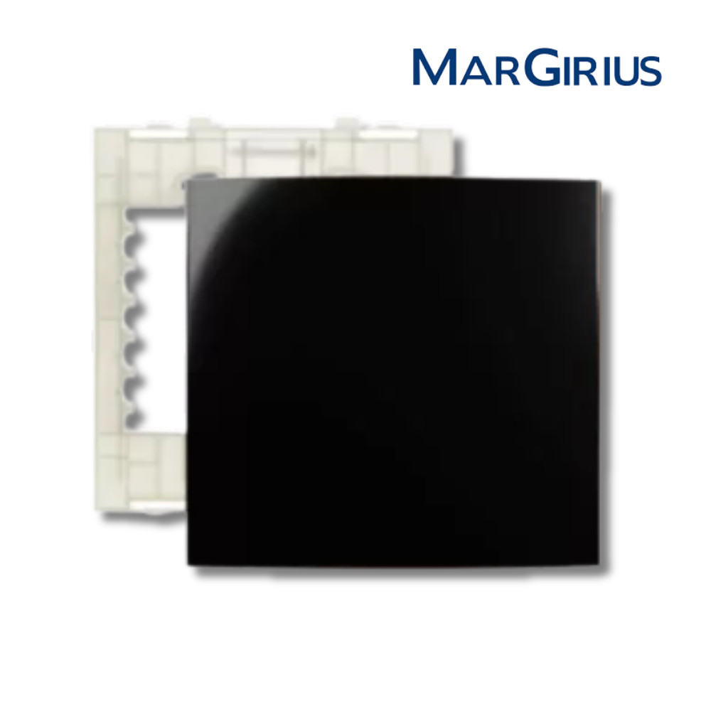 Placa + Suporte 4X4 Conjunto Tomada Cega Margirius Sleek Colors Interruptor Horizontal Preta Sala Cozinha Quarto Banheir