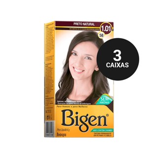 Kit Profissional Tintura Capilar à base de água Bigen 1.01 Preto Natural 3cx em Oferta na Shopee