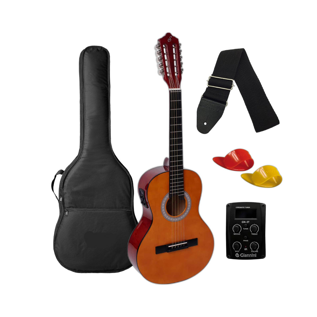 Viola caipira 10 Cordas Giannini Eletroacústica VS-14 EQ NS Natural Acetinado + acessórios