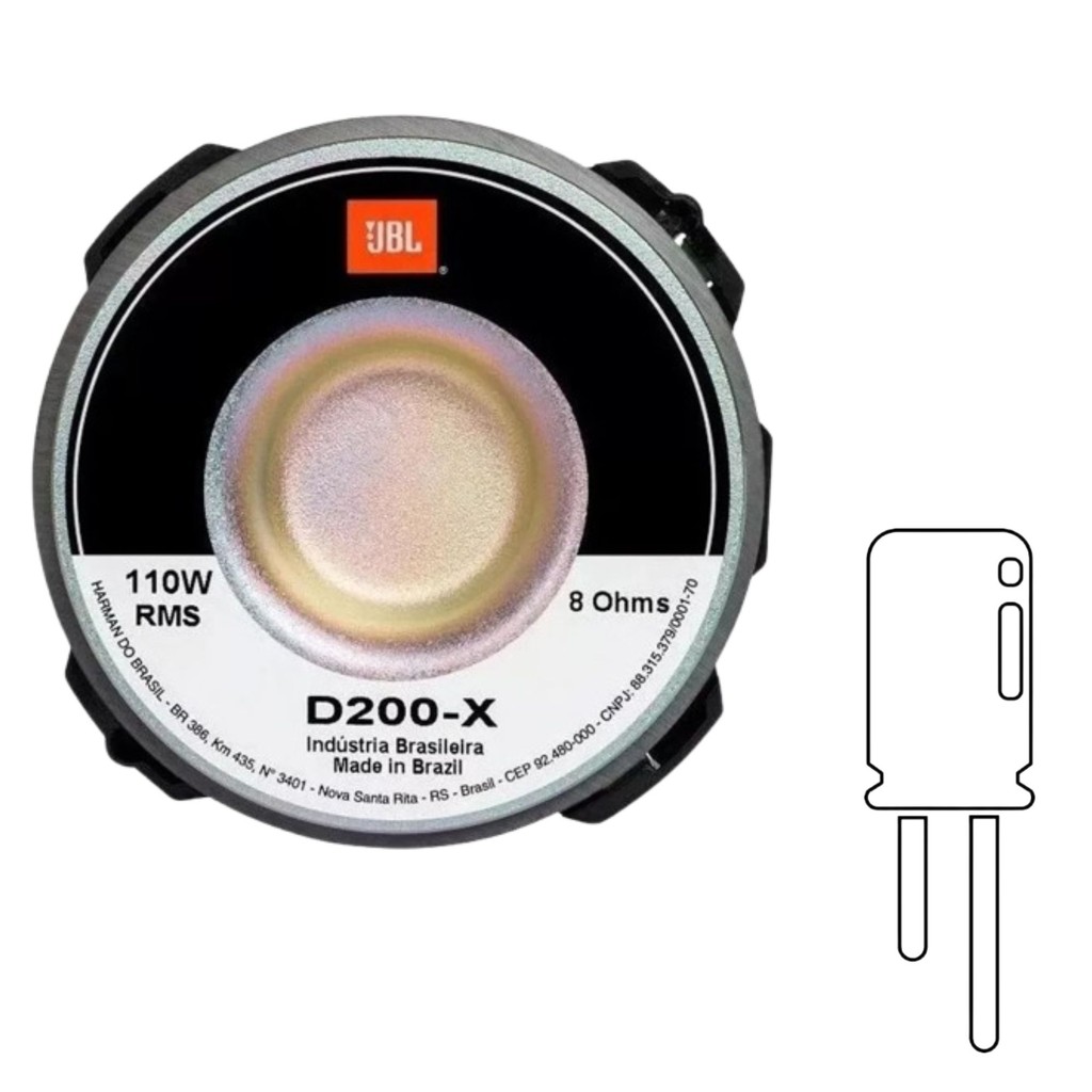 DRIVER FENÓLICO JBL HARMAN D200X 8 OHMS 110W RMS SOM PROFISSIONAL  + CAPACITOR em Oferta na Shopee