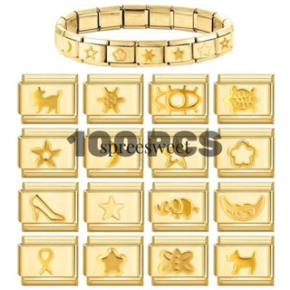 Pulseira Modular Italiana Com Design Básico Dourado , Amuletos Para Fazer Você Mesmo , Links De Aço De 9 Mm em Oferta na Shopee