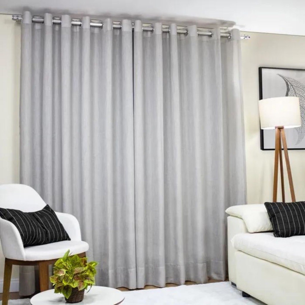 Cortina Voil Gaze Linho com Blackout 100% Vedação em tecido Luxo vários tamanhos em Oferta na Shopee