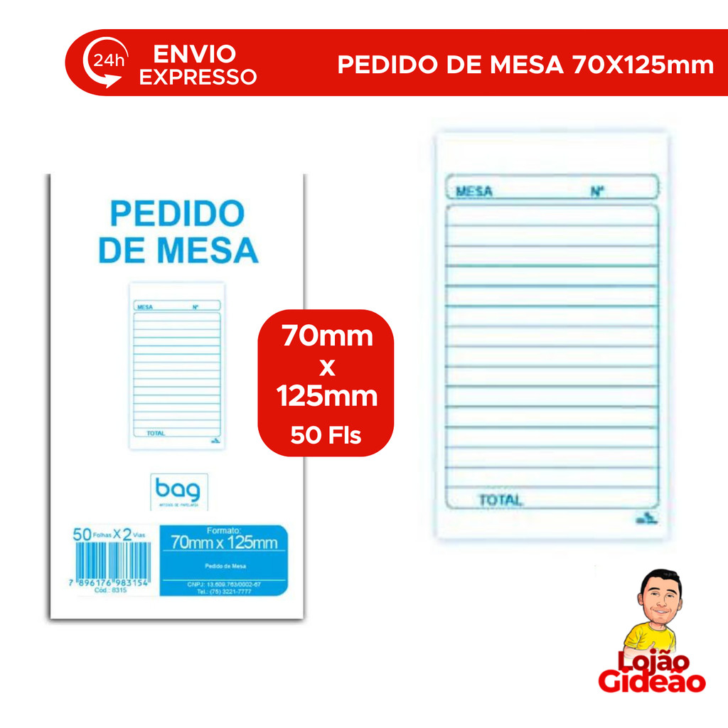 Caderno Talonado Pedido Multiuso de Mesa Bloco De Pedido