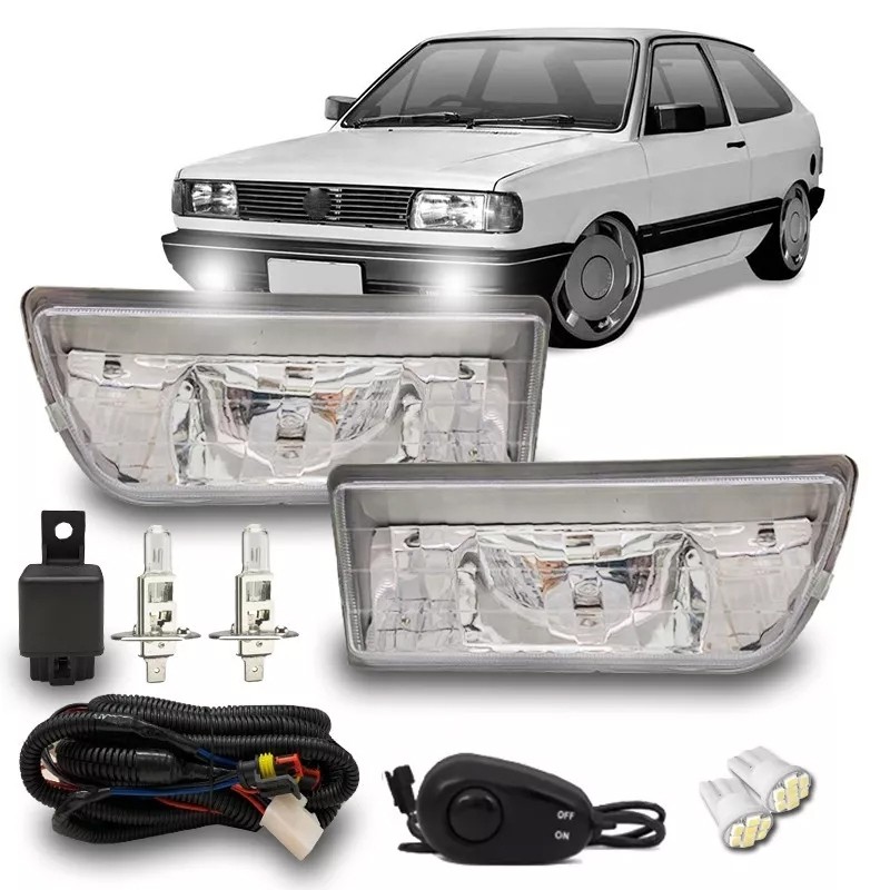 Kit Farol Milha Gol Voyage Saveiro Parati Quadrado Neblina Com Lampadas