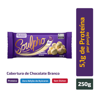 Cobertura Proteica Soulpro Sabor Chocolate Branco Zero 250g em Oferta na Shopee