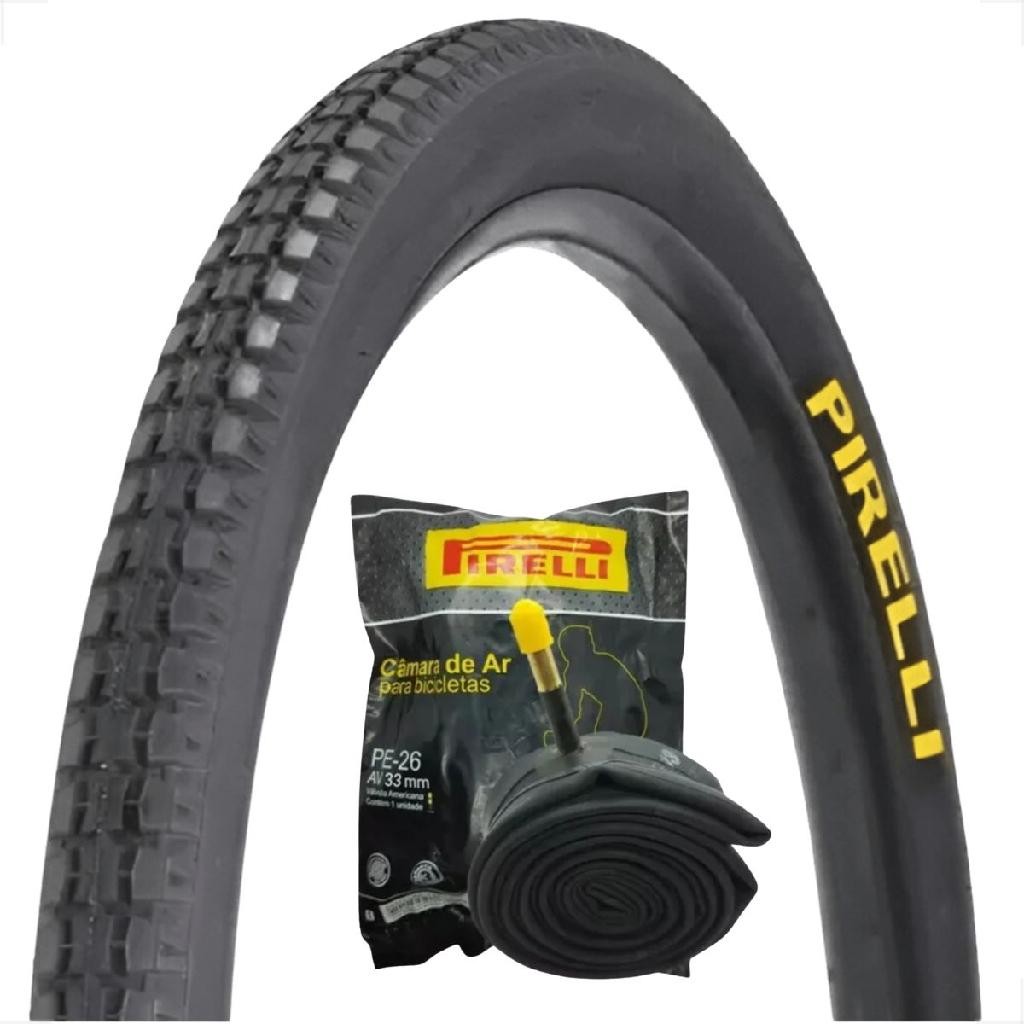 Pneu Pirelli Primor 26 x 1.1 / 2x2 Barra Forte motorizada montadinha Bike + Camara de ar PE-26