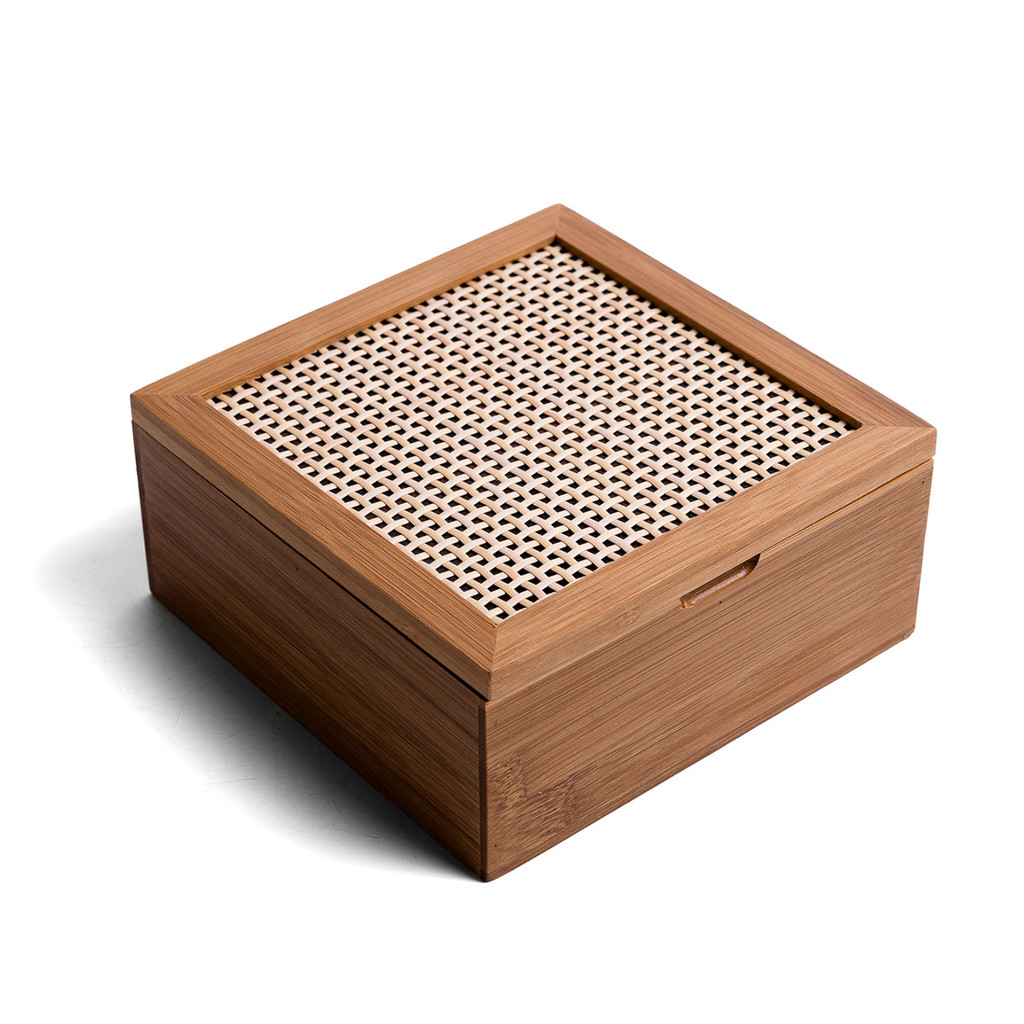 caixa organizadora decorativa de bambu 4 nichos de palha xadrez multiuso - Oikos em Oferta na Shopee