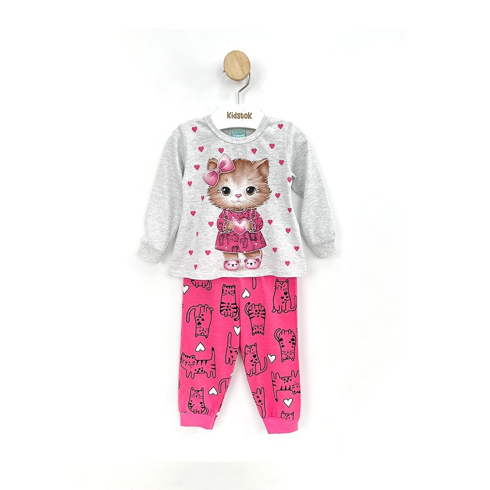 Pijama Menina Manga Longa Brilha no Escuro Gatinha Laço - Kyly em Oferta na Shopee