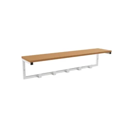 Cabideiro de Parede de Metal com Prateleira 5 Ganchos Kappesberg Crome Industrial Canela/Branco