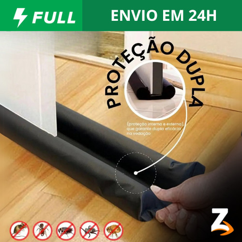 Veda Porta Protetor Rolinho 70cm e 80cm e 90cm Impermeável Proteção Dupla Preto