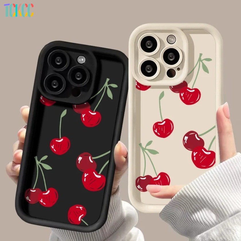 Capa De Telefone Cereja Vermelha Para Realme C67 C63 C61 C55 C53 C51 C35 C33 C30 C21Y C25Y C15 Nota 60 60x50 Casos Trase em Oferta na Shopee