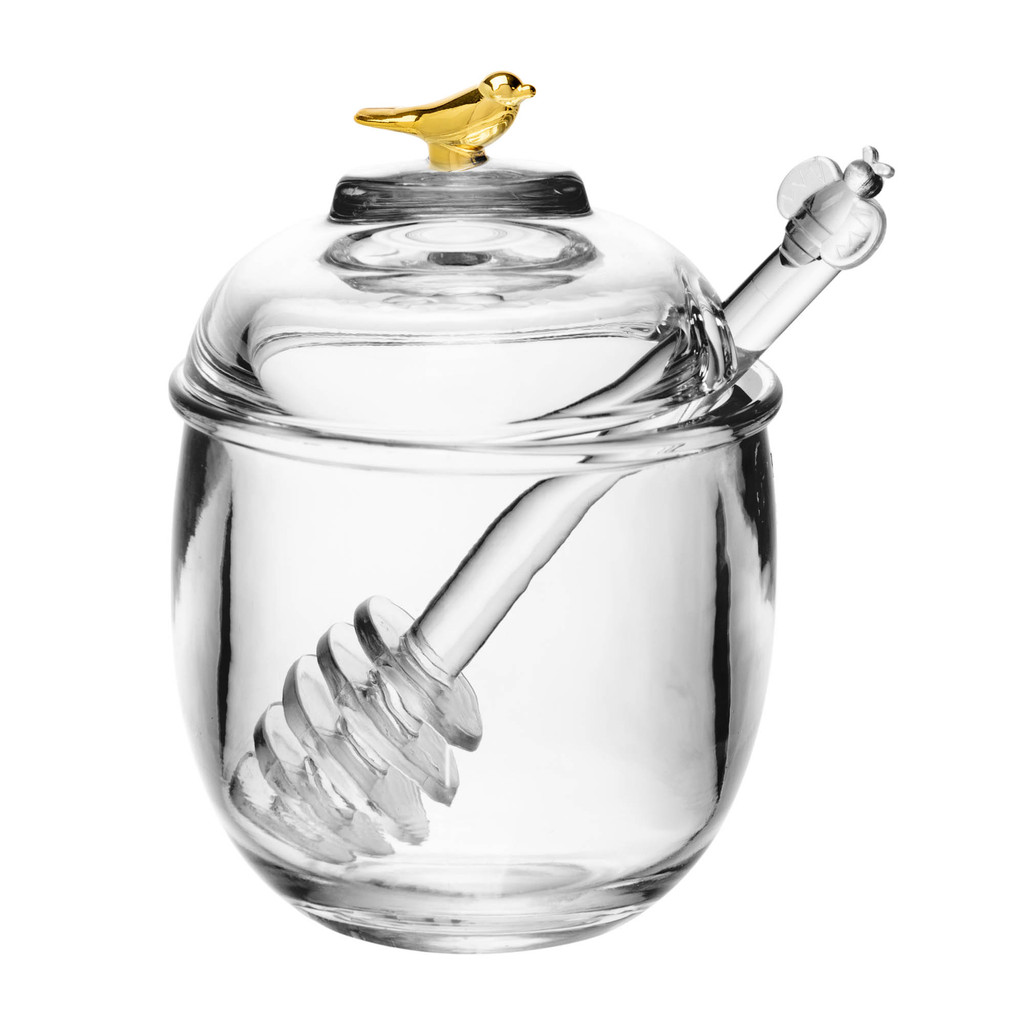 Meleira com Pegador e Tampa Golden Bird 150ml Cristal Ecológico - Wolff - Home & Living