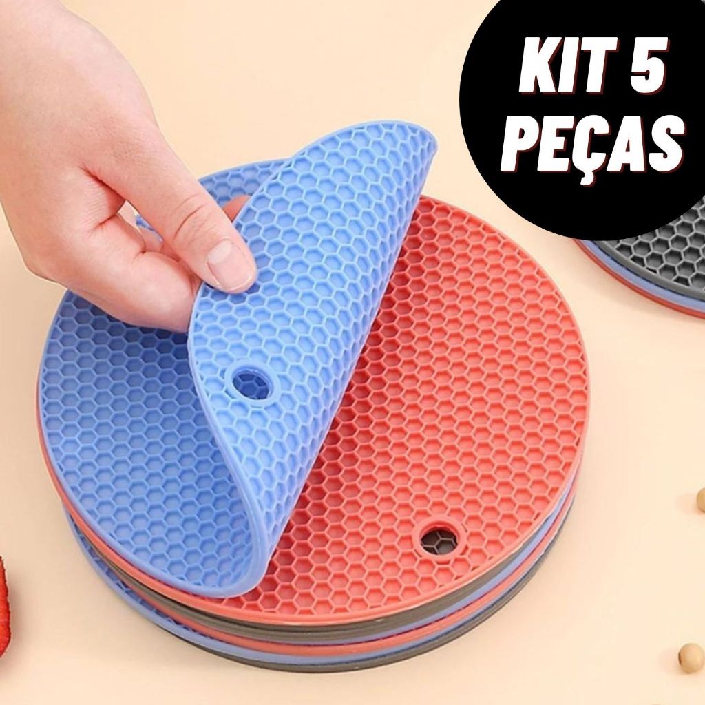 Kit 5 Descansos Panela em Silicone Protetor Resistente em Oferta na Shopee