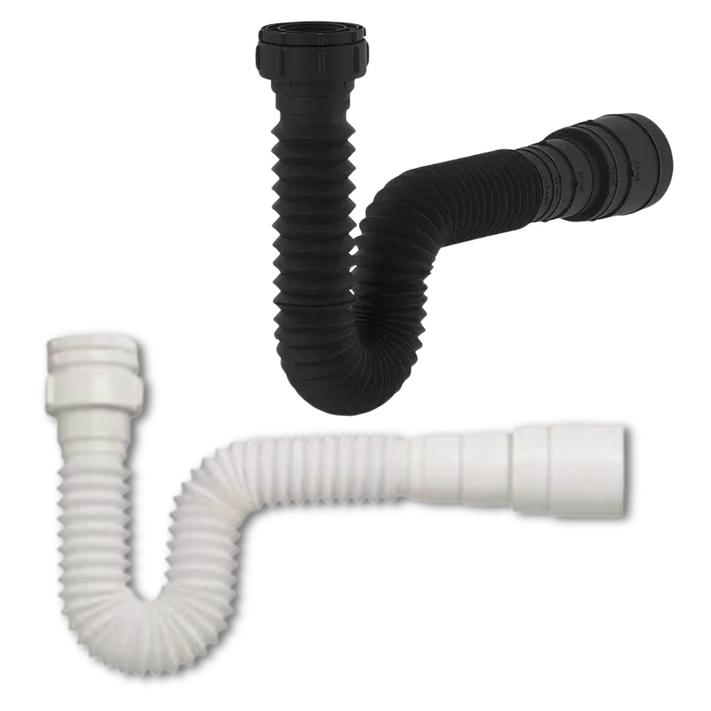 Sifao Tubo Sanfonado Ajustável Lavatório/Pia/Tanque Universal 70cm Raro Preto Branco Uso Geral
