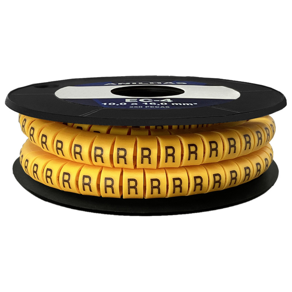 250un Marcador Identificador de Cabos Fios Letras de A- Z Anilha para cabo de 10 a 16mm EC-4