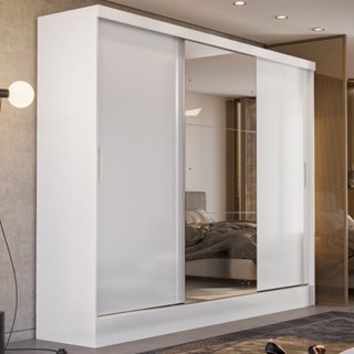 Guarda Roupa Casal 3 Portas 2 Gavetas Plata  Branco