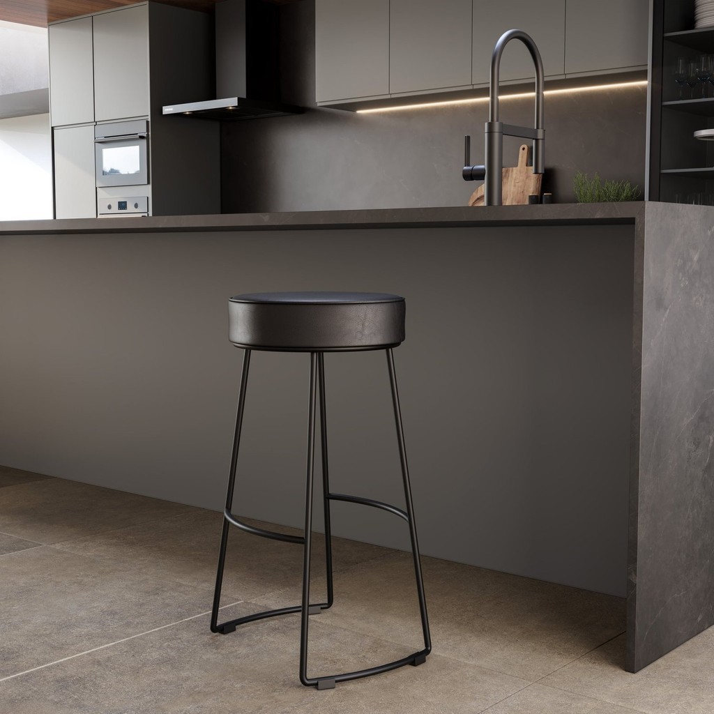 Conjunto 4 Banquetas Nice em Aço Industrial Yescasa Preto - Home & Living