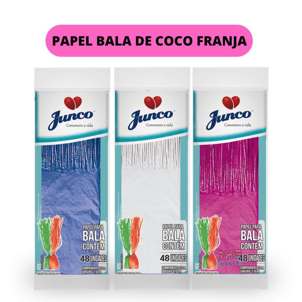Papel de Seda para Bala de Coco Franja 48un Festa Decoração